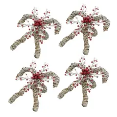 Saro Lifestyle Festive Fun Candy Cane Napkin Ring (Set of 4), Red