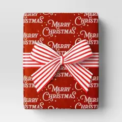 30&rdquo; 20 sq ft Christmas Roll Wrap White Merry Christmas on Red - Wondershop&trade;