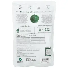Micro Ingredients Organic Spirulina Powder, 1 lb (454 g)