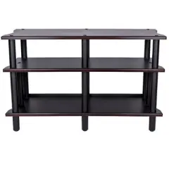 Monolith Double-Wide 3-Tier AV Stand Espresso 300LBS Weight Capacity Per Shelf Organize and Display AV Components Home Theater or Entertainment System