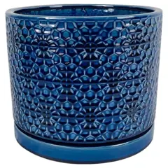 Border Concepts  - Ceramic - Amelia Flower Pot - Blue - 10 in.