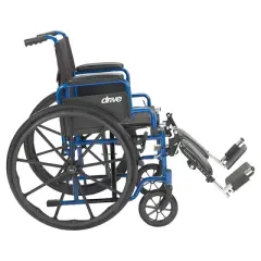 Drive Medical Blue Streak Wheelchair - 20&Prime; Seat, Flip-Back Desk Arms, Elevating Leg Rests - Blue