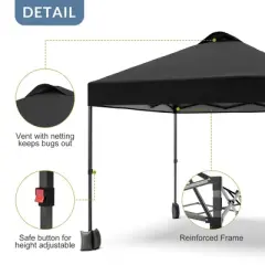 Garvee 10'x10' Outdoor Canopy Tent with Sidewall, Pop up Canopy with Vented Roof, Portable Instant Camping Beach Canopy Tents
