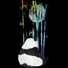 Junior's Design By Humans Panda, Bamboo & the Moon By ikaruz T-Shirt