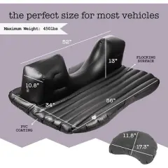Zone Tech Inflatable Car Travel Air Mattress Back Seat Car blow up camping Bed with 2 Pillows and Pump kit Universal for Car SUV or Truck