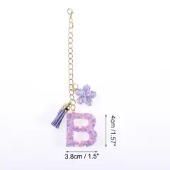 Unique Bargains Star Sequin Letter B Flower Tassel Water Cup Pendant Purple 1 Pc