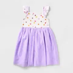 Girls' Adaptive Flutter Sleeve Tulle Dress - Cat & Jack&trade; Almond Cream