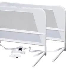KidCo Mesh and Steel Double Pack Telescopic Toddler Child Bed Rail Guard, White