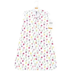Hudson Baby Infant Girl Cotton Sleeveless Wearable Sleeping Bag, Sack, Blanket, Spring Tulips