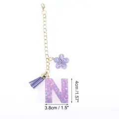 Unique Bargains Star Sequin Letter N Flower Tassel Water Cup Pendant Purple 1 Pc