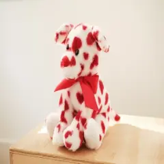 Bearington Collection Romantic Rover Stuffed Animal Plush with Hearts & Bow Puppy Dog, 12"