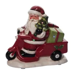 Transpac 8.25 in Holiday Vespa Santa with Music Christmas Decorative Object Dolomite Festive Home Decor