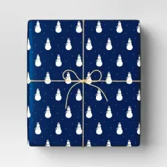 40" 220 sq ft Christmas Roll Wrap Snowmen on Navy Blue - Wondershop&trade;