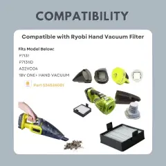 Nispira A32VC04 Vacuum Filter Replacement for Ryobi Hand Vacuum Filter P712 P713 P714K 18V ONE+ HAND VACUUM. 6 Packs