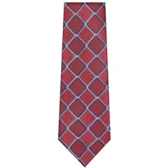 TheDapperTie Men's Burgundy And Blue Checks Necktie with Hanky