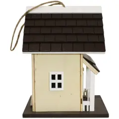 Sunnydaze 9.25" Cozy Home Wood Hanging Bird House with Solar Light Cream