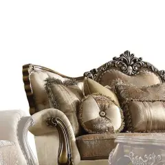 88" Latisha Fabric Pattern Sofa Tan/Antique Oak - Acme Furniture