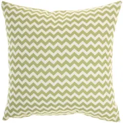 18"x18" Reversible Indoor/Outdoor Leaves and Chevron Print Square Throw Pillow - Mina Victory