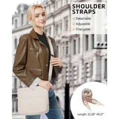 Purses for Women 2PCS Puffer Quilted Crossbody Shoulder Hobo Bags Trendy Ladies Handbag with Coin Wallet 2 Adjustable Straps Beige