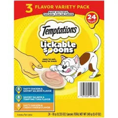 Temptations Cheese, Salmon, Tuna and Chicken Flavor Lickable Spoons Cat Treats