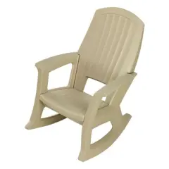 Semco Plastics Rockaway Heavy-Duty All-Weather Plastic Outdoor Porch Rocking Chair for Home Deck and Backyard Patios, Tan