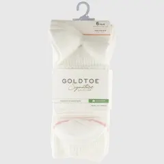 Goldtoe Signature Collection Women's 6pk Modern Essentials Classic Turn Cuff Crew Socks - White 6-9