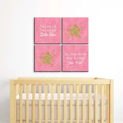 Big Dot of Happiness Pink Twinkle Twinkle Little Star - Kids Room, Nursery & Home Decor - 11 x 11 inches Wall Art - Set of 4 Prints for baby's room