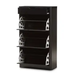 Cayla Modern and Contemporary Wood Shoe Cabinet - Black - Baxton Studio
