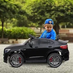 Aosom 12V Ride On Toy Car for Kids with Remote Control, Mercedes Benz AMG GLC63S Coupe, 2 Speed, with Music, Electric Light, Black