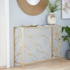 Contemporary Metal Console Table Gold - Olivia & May