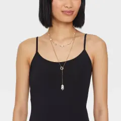 Pearl Y-Drop Multi-Strand Necklace - A New Day&trade; Gold/Pearl