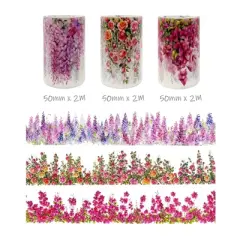 Wrapables Aesthetic Floral Vines PET Washi Tapes for Scrapbooking, Stationery, Journaling, Diary, Card Making (Set of 3)
