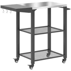 SEVOBAL Outdoor Grills, Griddles and Smokers Premium Stainless Steel Grill Cart with Foldable Side Table Cooking Station, Gray, 37.4"*27.6"*19.7"