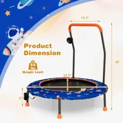 Infans 36" Mini Toddler Trampoline W/LED Bluetooth Speaker Detachable Handle Kids Gifts