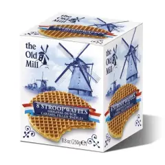 The Old Mill Stroopwafels Original Dutch Caramel Filled Wafers BOX 8.8 Oz. /250 g. (Pack of 2)