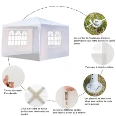 Karl Home | 10 Ft. X 10 Ft. White Iron-Framed PE-Clothed Party Tent With 3 Sidewalls