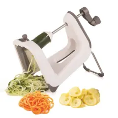 PL8 Professional Spiralizer: Zucchini & Veggie Slicer, Dishwasher-Safe, Stainless Steel, Gray/White
