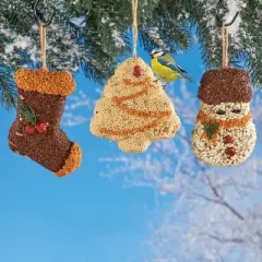 Collections Etc Festive Holiday Birdseed Feeders - Set of 3