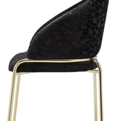 Onyx Modern Style 2PC Chairs made with Velvet fabric and Gold coated metal Legs - Black