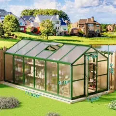 Greenhouse for Outdoors,Large Aluminum Greenhouses with Roof Vent and Quick Setup Structure,Greenhouse Heavy Duty with PC Panels, Walk-in Green Houses