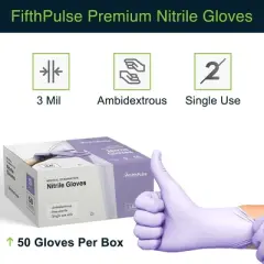FifthPulse Nitrile Exam Gloves Lilac - Box of 50, Perfect for Cleaning, Cooking & Medical Uses