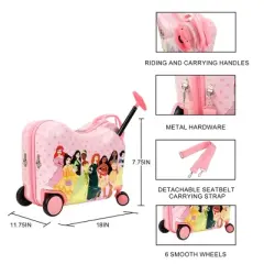 Disney Princesses Ride-On 18" Suitcase For Kids & Toddlers