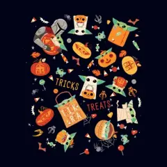 Women's Star Wars The Mandalorian Halloween Candy Collage T-Shirt
