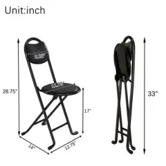 Rbied 2 PCS Folding Stool with Back, Cushioned Padded Folding Stool, Portable Folding Chairs for Outdoor Indoor