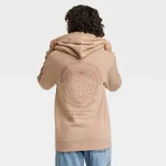 Women's Good Energy Zip-Up Graphic Hoodie - Brown