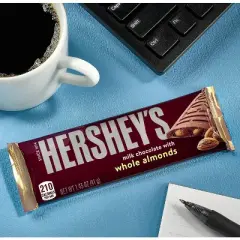 Hershey's Milk Chocolate with Whole Almond Candy Bars 12/26/36 Pack Full Size Bar  1.56oz - Great for Home, Office, Trips, Snacks - Bulk Packaging