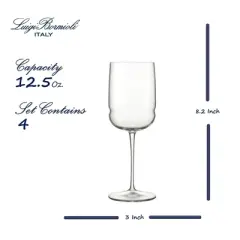 Luigi Bormioli Grandioso - 12.5 Oz. White Wineglasses Set of 4 - Crystal Glass Set - Unique and Modern Sauvignon/Riesling Winery Glass