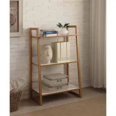 36" Oslo Sundance 3 Tier Shelf White/Bamboo - Breighton Home