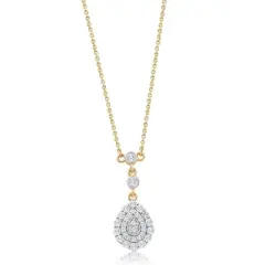 Pompeii3 1/2Ct TW Diamond Dangle Pendant Yellow Gold Womens Bezel Necklace 18"