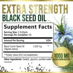 Black Seed Oil Softgels 1000mg, Premium Nigella Sativa Blackseed, Pure Natural Black Cumin Seed Oil, Antioxidant - 180 Softgels By Nature's Nutrition